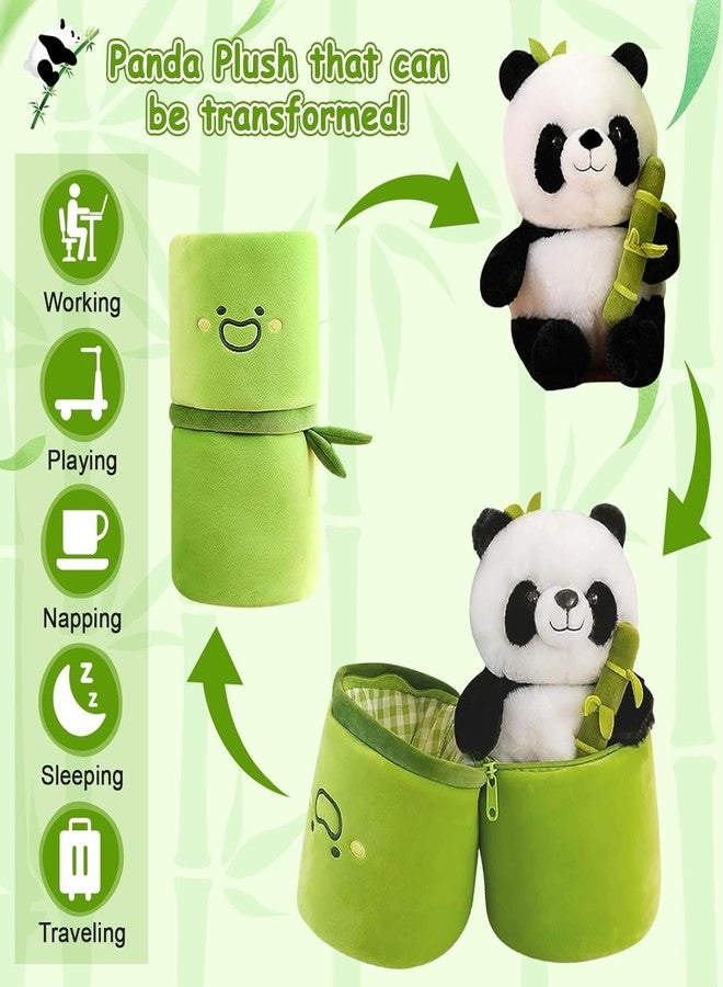 Kidology Panda Stuffed Animal Bamboo Panda Pillow Stuffed Panda Bear Plushies Panda Doll Gifts for Boys Girls Easter Bunny Stuffed Animal Cute Rabbit Plushie (Small, Panda), Green - Image 4